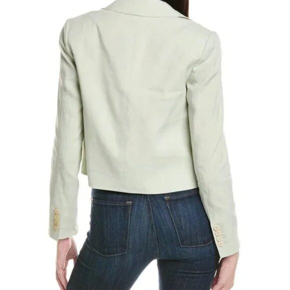 Theory Crop Linen Blazer Lightweight Notched Lapels - Picture 3 of 11